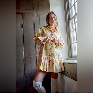 FREE PEOPLE Connor Printed Mini Dress | Mellow Yellow Combo